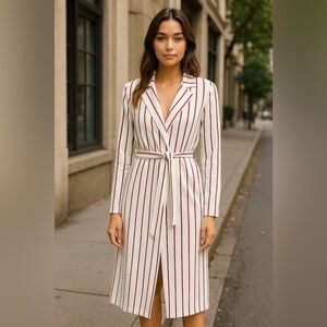 FOREVER 21 -SIZE SMALL Striped Lightweight Trench Jacket – Ivory/Burgundy NWT